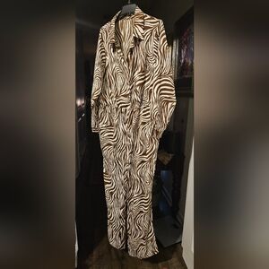 Women brown zebra print size 3xl long jumpsuit
